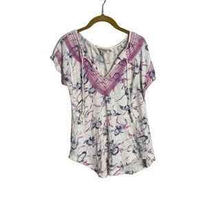 Lucky Brand Purple Blue Boho Blouse Small